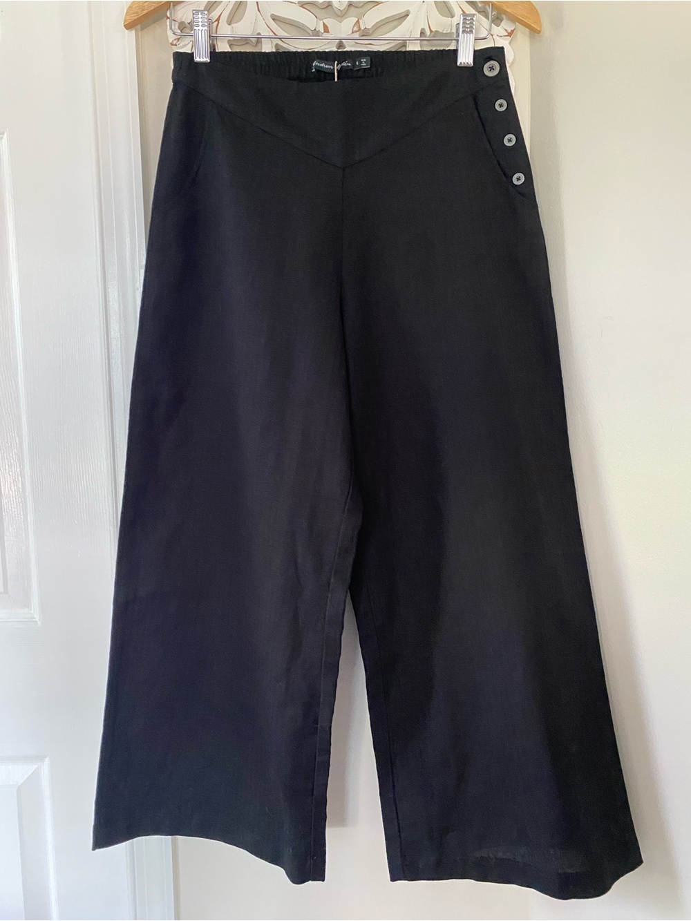 Gudrun Sjoden Linen Blend Wide Leg Textured Trousers Crop Sz S NWT Minimalist